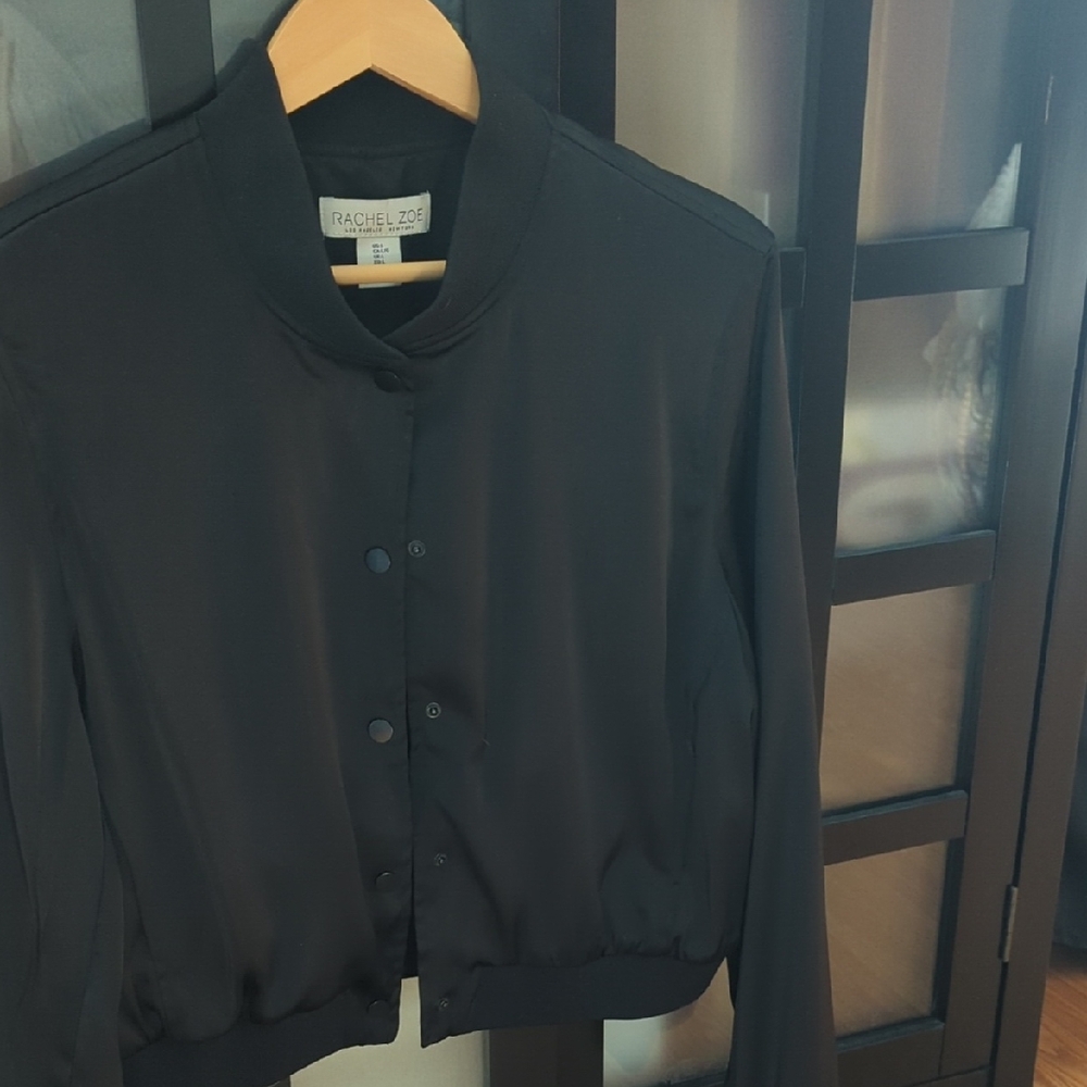 Rachel Zoe Classic Black Bomber Jacket